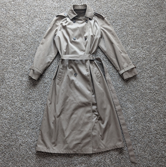 Vintage J G Hook Double Breasted Belted Trench Coat Size 8 Tan - Picture 1 of 11